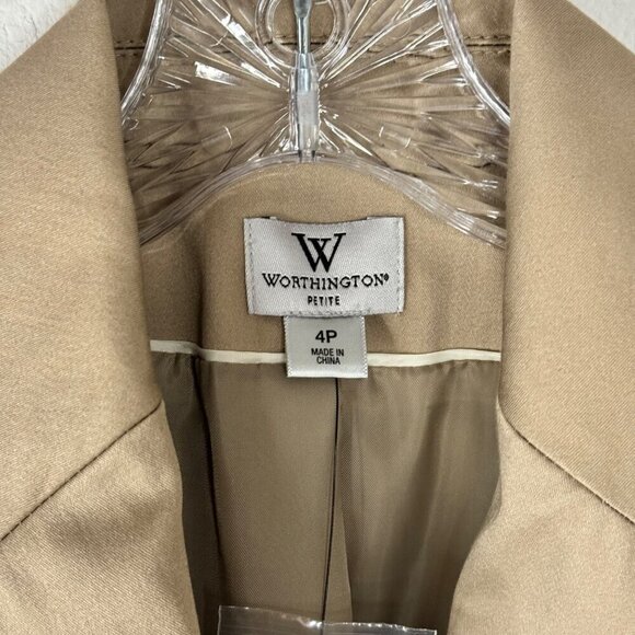 Worthington Petite NEW Career Office Blazer Jacket Beige Tan Lined Size 4P - Picture 9 of 10
